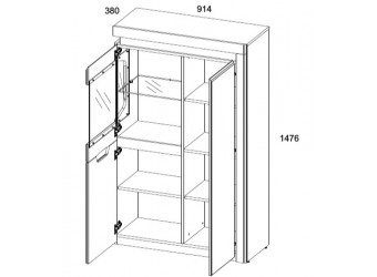 Шкаф с витриной Torino 1V2D P 