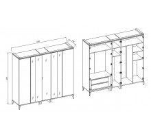 Пятистворчатый шкаф Лоретто (Loretto) LORET-33 Пятистворчатый шкаф Лоретто (Loretto) LORET-33