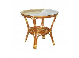 Кофейный стол Багама Classic Rattan 03/10A из натурального ротанга со стеклом