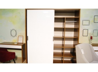 Шкаф-купе для одежды «Монако» П528.15 (дуб саттер/белый глянец)